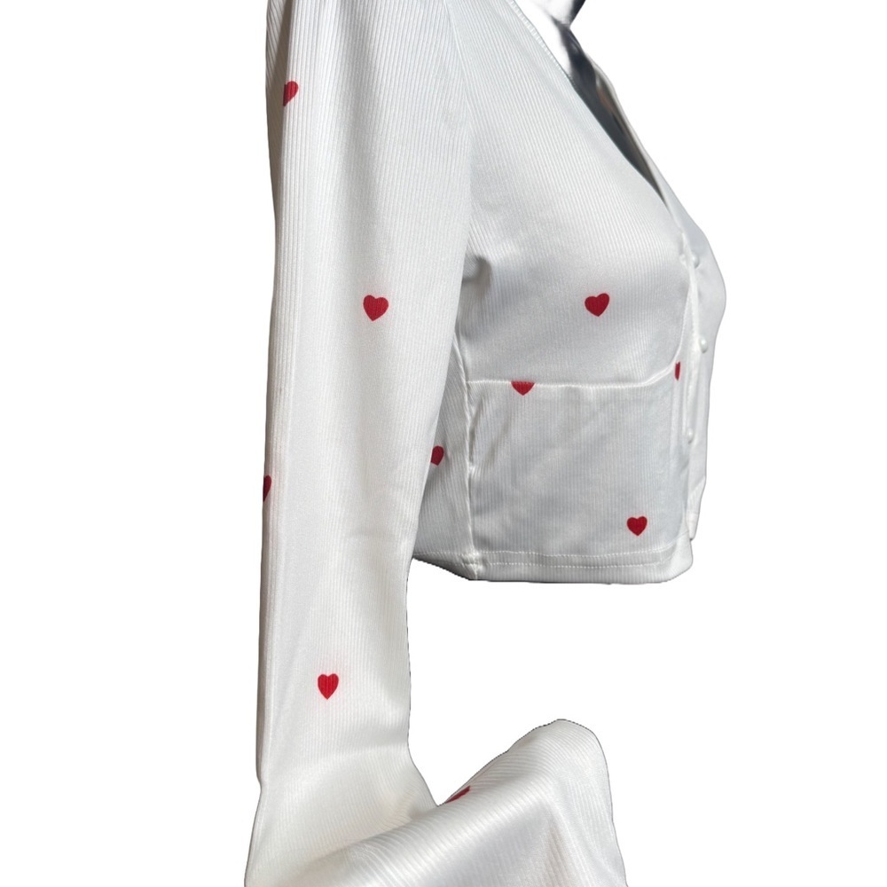 White Heart Print Crop Top - Picture 7 of 12